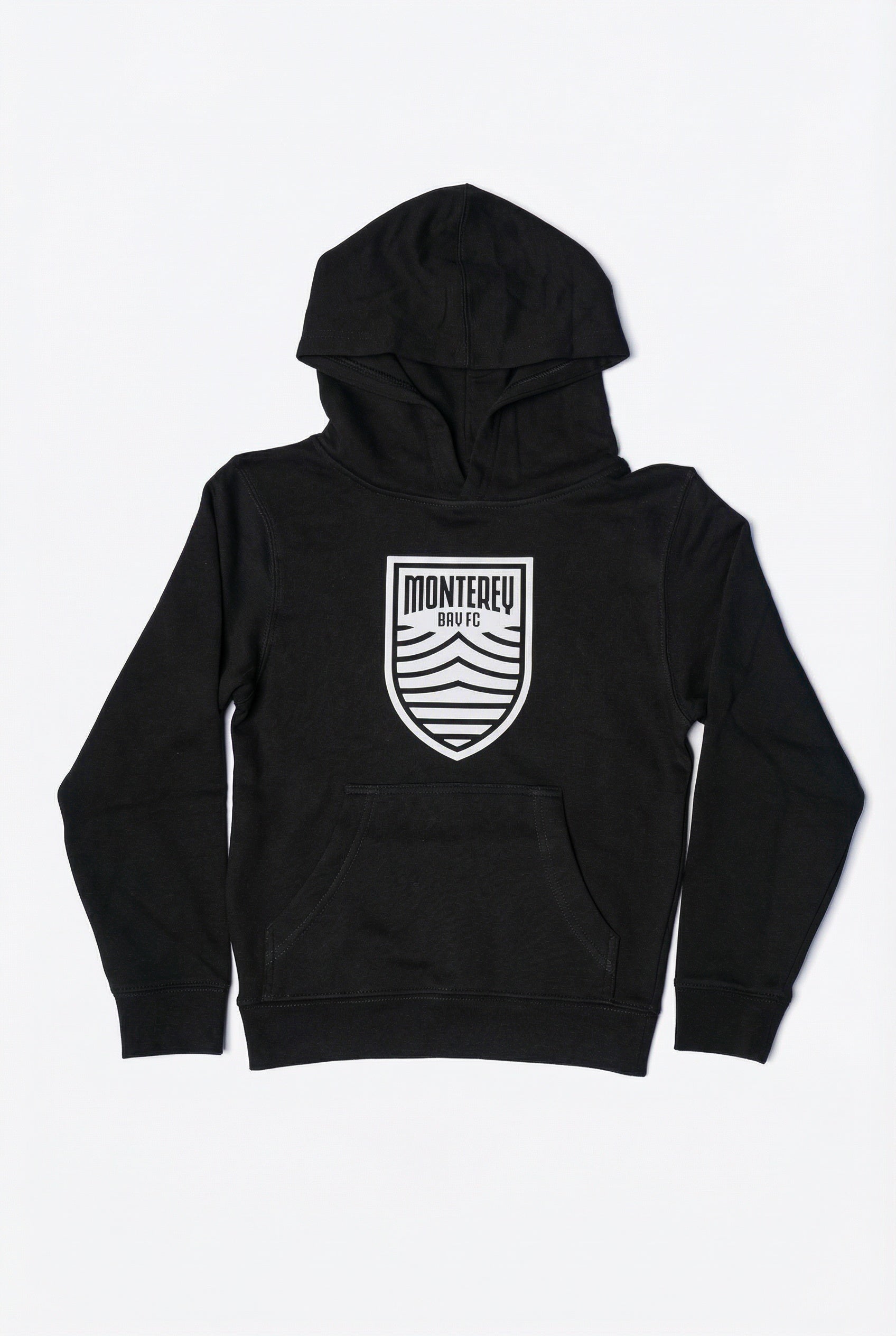 Youth Black Hoodie, White Crest