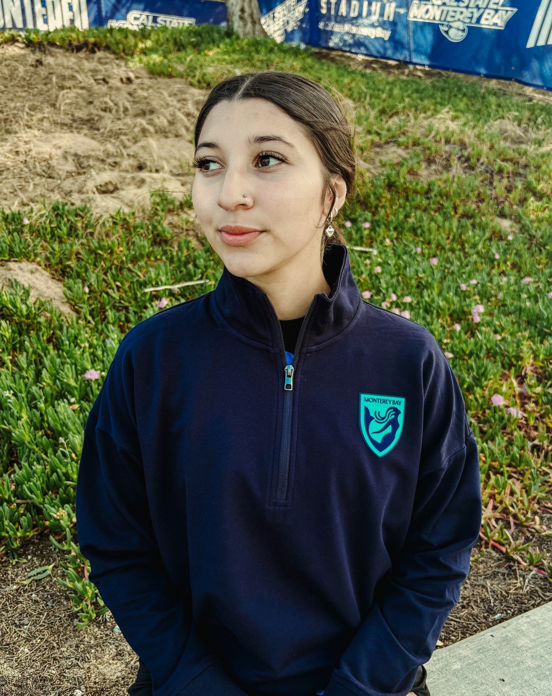 Sirens Women's Navy Cropped 1/4 Zip
