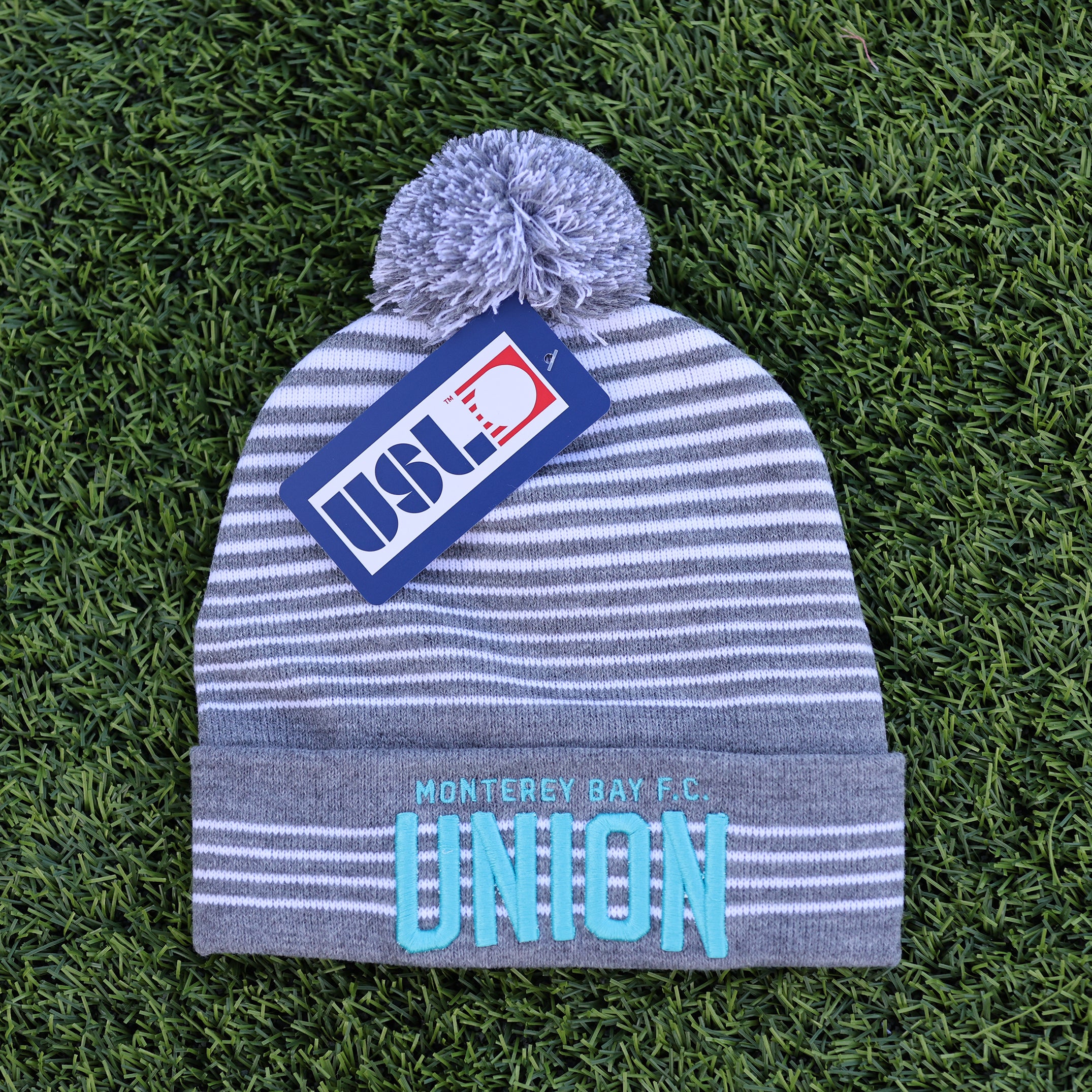 Light Gray Stripe Beanie Monterey Bay F C light-gray-stripe-beanie-monterey-bay-f-c