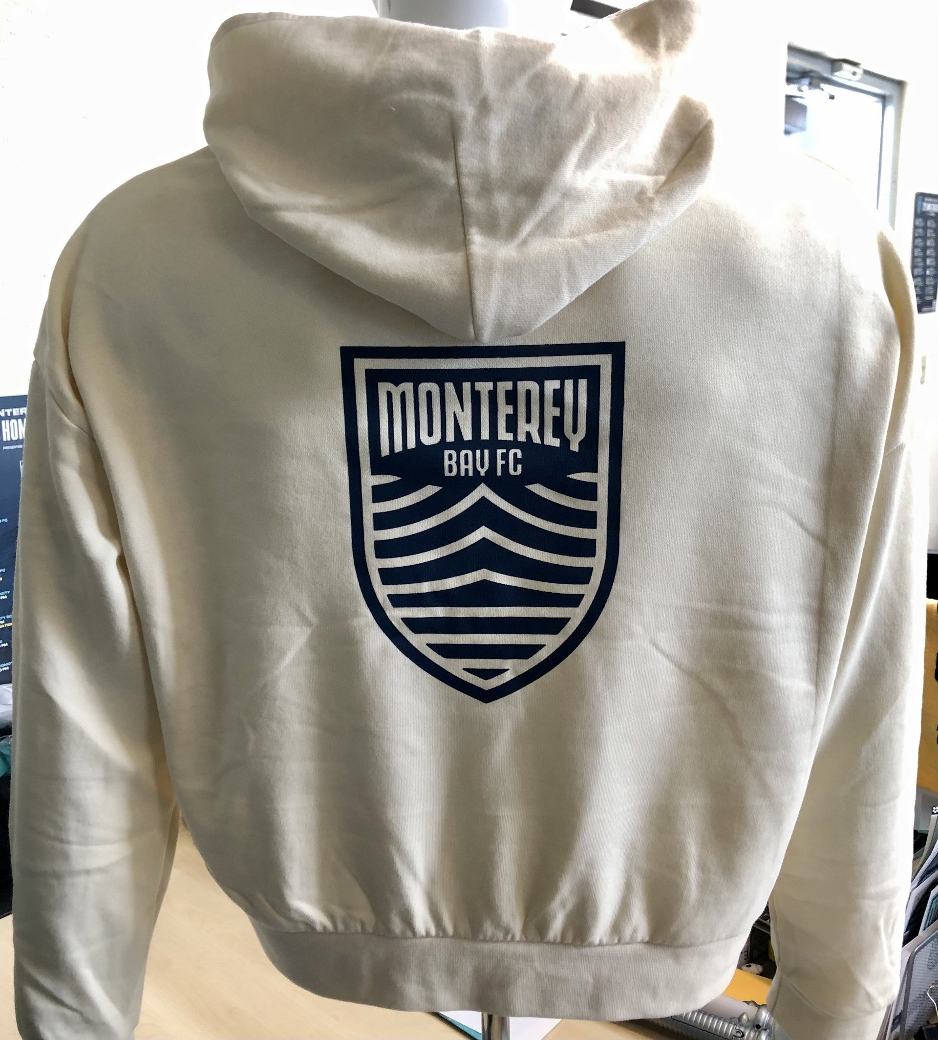 Ladies Cropped Oversize Cream Hoodie